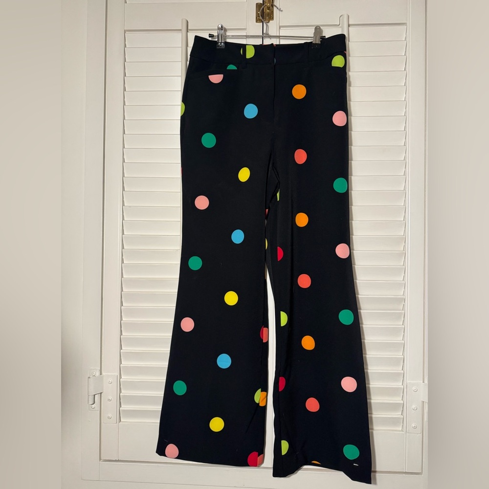 New York & Company Black Pants with Colorful Polka Dots